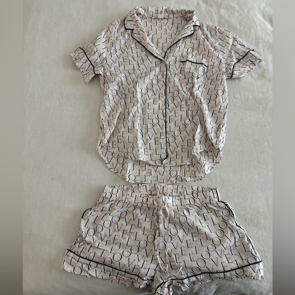 Victoria's Secret Cream Pajama Set with Romantic Details